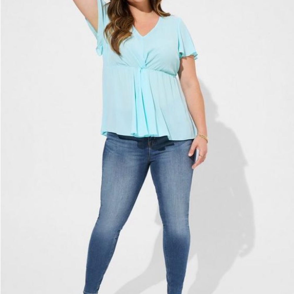 Torrid Georgette Twist Surplice Flutter Sleeve Bl… - image 1